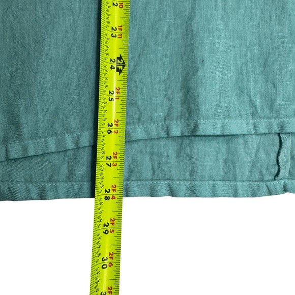 Match Point Turquoise 100% Linen Bell Sleeve‎ Round Neck Top Sz XL Made USA - Picture 11 of 11